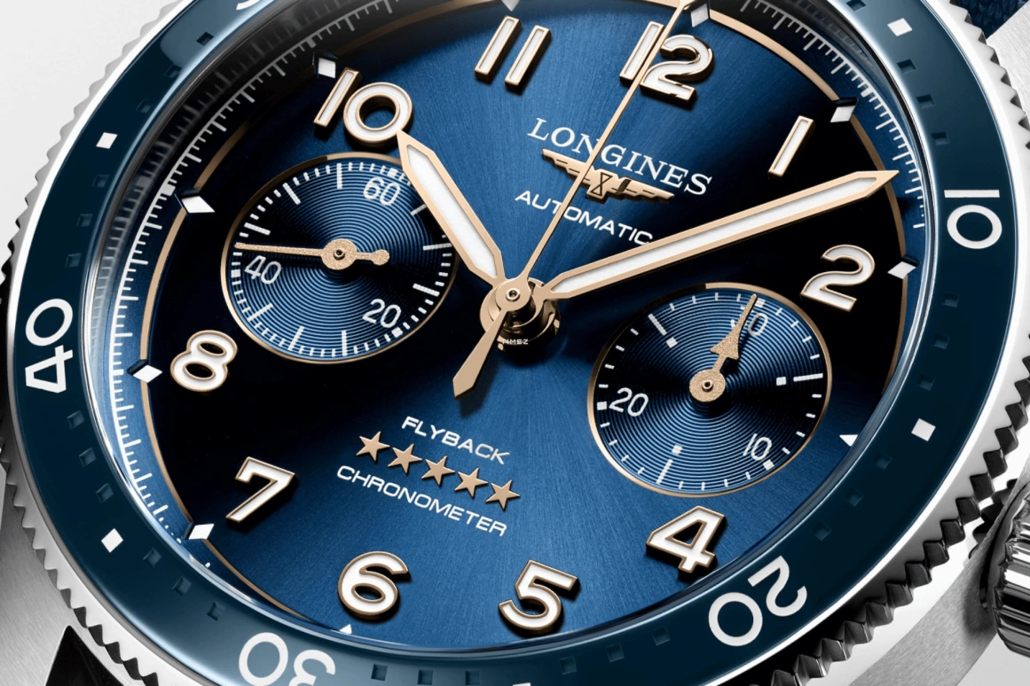 Longines,Spirit 42mm,42mm,Stainless Steel,Blue,Automatic,Chronograph,Flyback,L3,L3.821.4.93.2