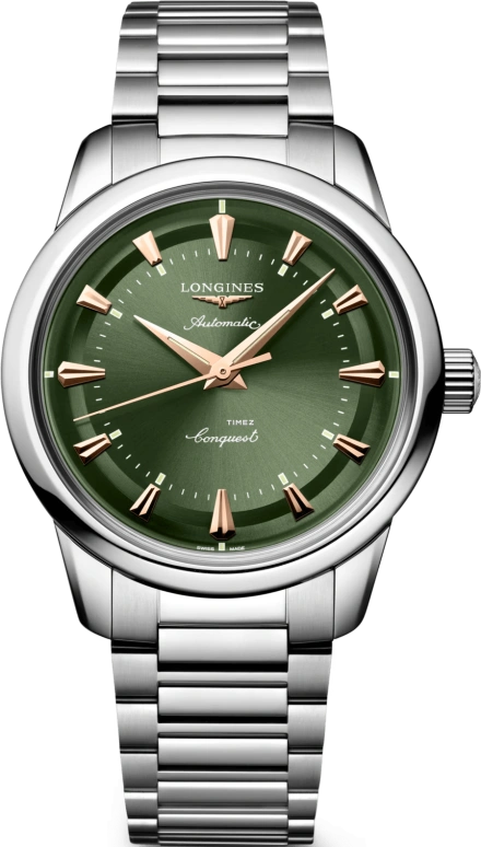 Longines,Conquest Heritage 38mm,38mm,Stainless Steel,Green,Automatic,Day,Anti-magnetic,L1,L1.649.4.02.6