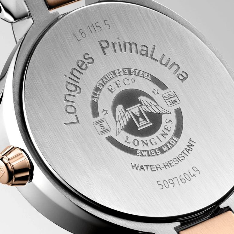 Longines,Elegant 30.50mm,30.50mm,Stainless Steel,Pink,Champagne,Quartz,In-house Caliber,Sapphire,L8,L8.115.5.61.7