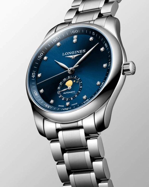 Longines,Master 40mm,40mm,Stainless Steel,Blue,Automatic,Moonphase,Day,L2,L2.909.4.97.6