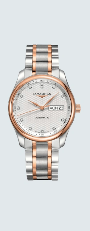 Longines,Master 38.50mm,38.50mm,Pink Gold,Stainless Steel,Silver,Automatic,Date,Day,L2,L2.755.5.97.7