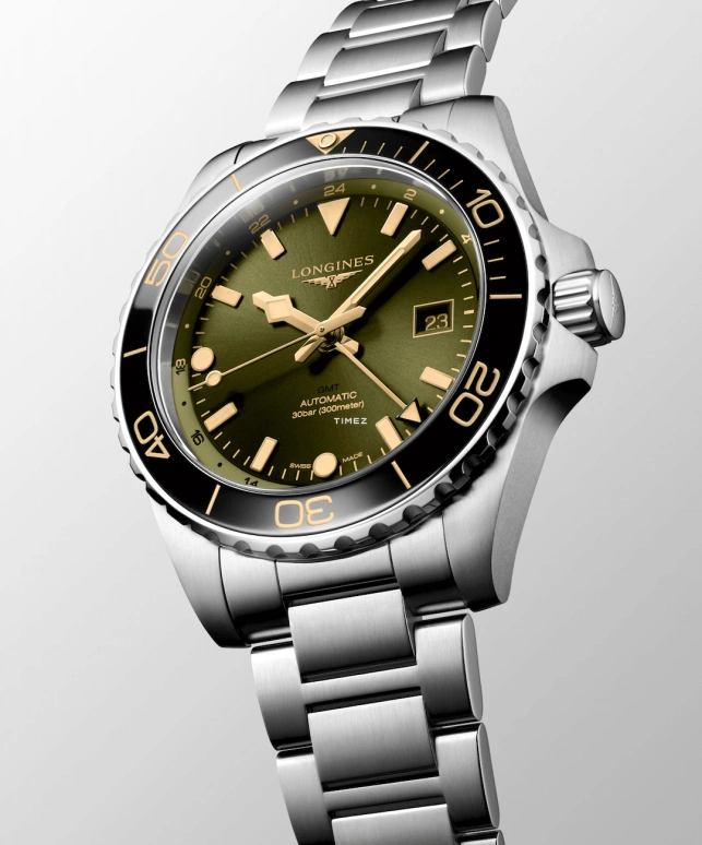 Longines,HydroConquest 43mm,43mm,Stainless Steel,Green,Automatic,Day,Dule Time,Anti-magnetic,L3,L3.890.4.06.6