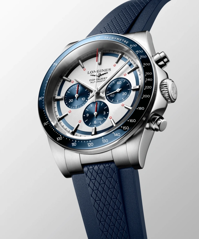 Longines,Sport 42mm,42mm,Stainless Steel,Silver,Blue,Automatic,Chronograph,Anti-magnetic,L3,L3.835.4.98.9