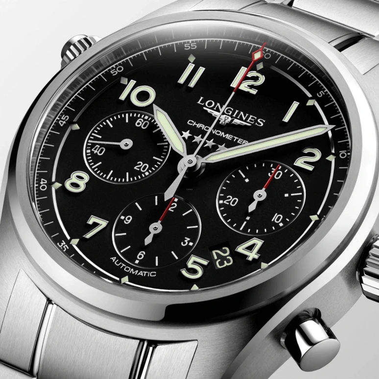 Longines,Spirit 42mm,42mm,Stainless Steel,Black,Automatic,Chronograph,Date,Column Wheel,L3,L3.820.4.53.6