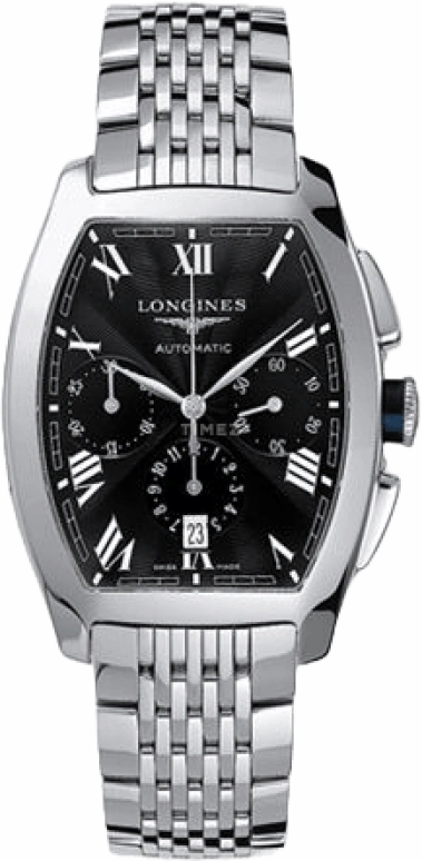Longines,Evidenza 34.90mm,34.90mm,Stainless Steel,Black,Automatic,Chronograph,Date,L2,L2.643.4.51.6