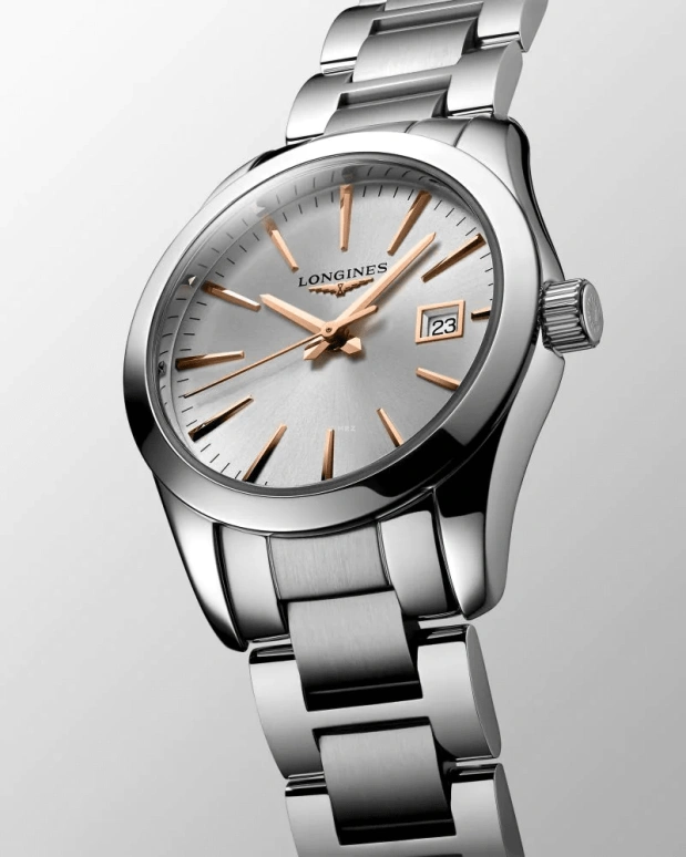 Longines,Conquest Classic 29.50mm,29.50mm,Stainless Steel,Silver,Quartz,Date,Jumping Minutes,L2,L2.286.4.72.6