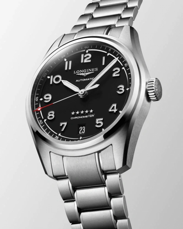Longines,Spirit 37mm,37mm,Stainless Steel,Black,Automatic,Date,64hours,L3,L3.410.4.53.6