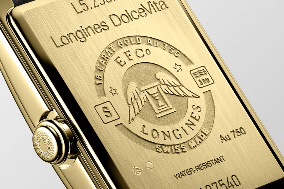 Longines,DolceVita 20.50x32mm,20.50x32mm,Yellow Gold,Smoky Coal,Quartz,26280hours,In-house Caliber,L5,L5.255.6.75.2