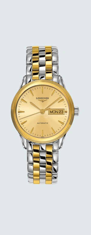 Longines,Flagship 35.60mm,35.60mm,Stainless Steel,Champagne,Automatic,Date,Day,L4,L4.799.3.32.7