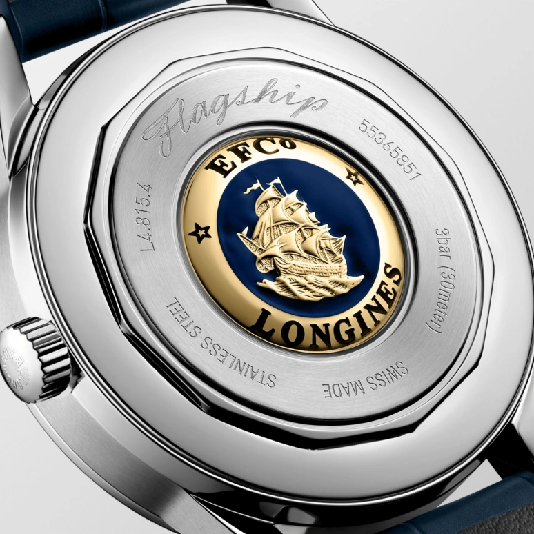 Longines,Flagship 38.50mm,38.50mm,Stainless Steel,Blue,Automatic,Moonphase,Day,L4,L4.815.4.92.2