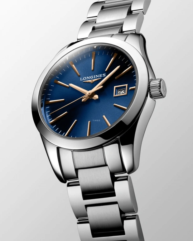 Longines,Conquest Classic 29.50mm,29.50mm,Stainless Steel,Blue,Quartz,Date,Jumping Minutes,L2,L2.286.4.92.6