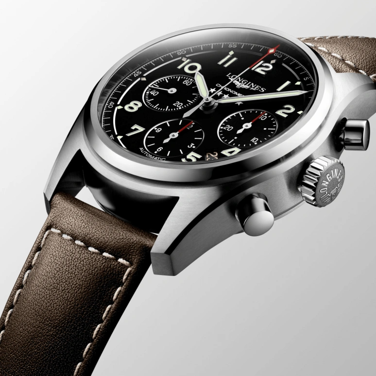 Longines,Spirit 42mm,42mm,Stainless Steel,Black,Automatic,Chronograph,Date,Column Wheel,L3,L3.820.4.53.0