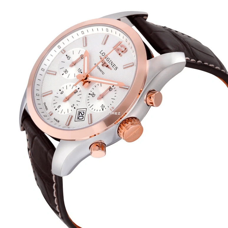 Longines,Conquest Classic 41mm,41mm,Stainless Steel,Rose Gold,Silver,Automatic,Chronograph,Day,L2,L2.786.5.76.3