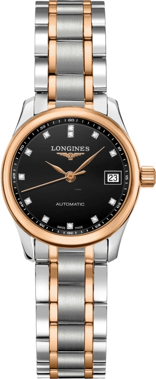 Longines,Master 25.50mm,25.50mm,Stainless Steel,Black,Automatic,Date,40hours,L2,L2.128.5.59.7