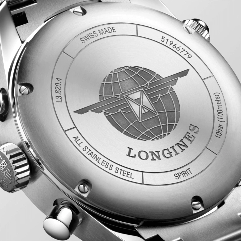 Longines,Spirit 42mm,42mm,Stainless Steel,Black,Automatic,Chronograph,Date,Column Wheel,L3,L3.820.4.53.6
