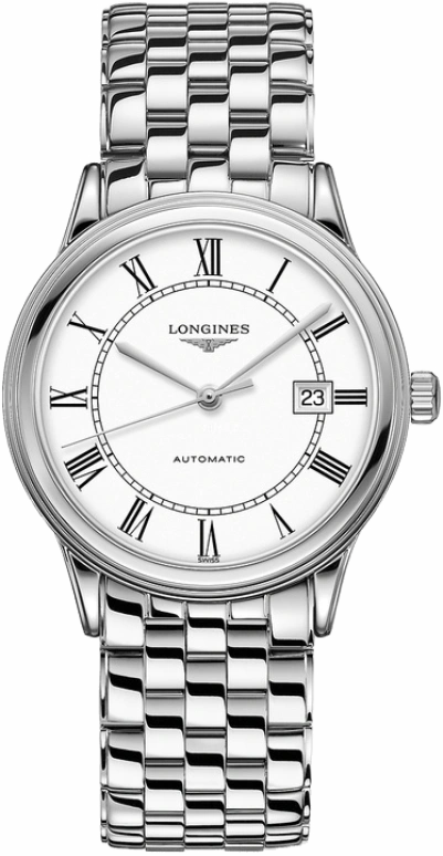 Longines,Flagship 40mm,40mm,Stainless Steel,White,Automatic,Date,64hours,L4,L4.984.4.21.6