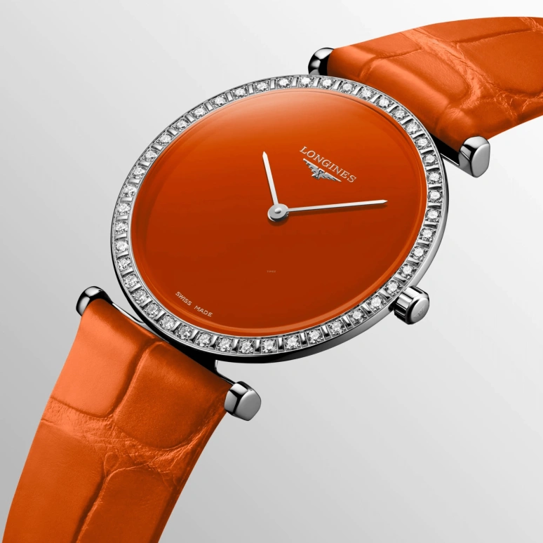 Longines,La Grande Classique 29mm,29mm,Stainless Steel,Orange,Quartz,Perpetual Calendar,In-house Caliber,L4,L4.523.0.92.2