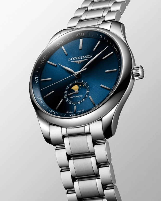 Longines,Master 42mm,42mm,Stainless Steel,Blue,Automatic,Moonphase,Date,L2,L2.919.4.92.6