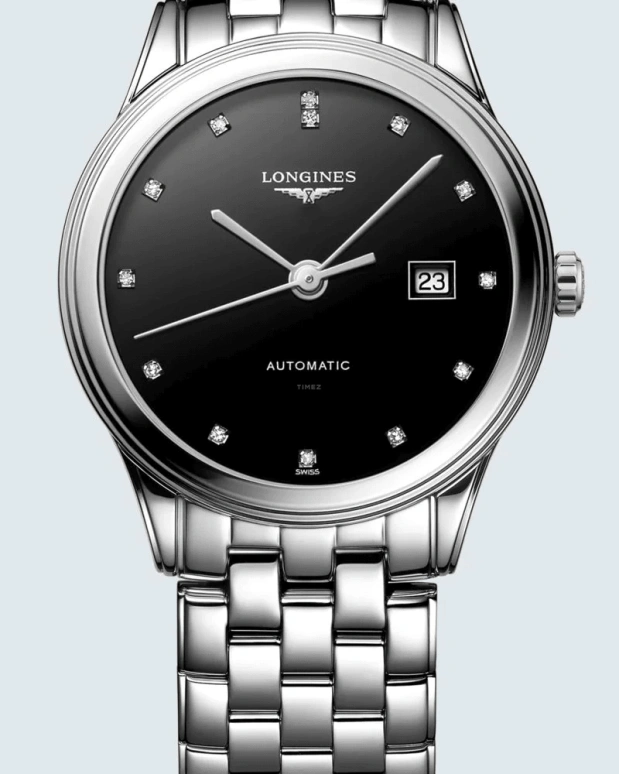 Longines,Flagship 40mm,40mm,Stainless Steel,Black,Automatic,Date,64hours,L4,L4.984.4.57.6