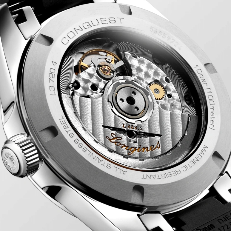 Longines,Conquest 38mm,38mm,Stainless Steel,Black,Automatic,Day,Anti-magnetic,L3,L3.720.4.52.9