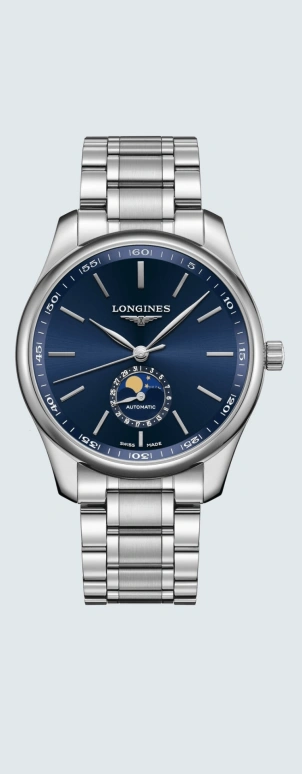 Longines,Master 42mm,42mm,Stainless Steel,Blue,Automatic,Moonphase,Date,L2,L2.919.4.92.6