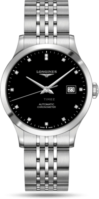 Longines,Record 38.50mm,38.50mm,Stainless Steel,Black,Automatic,Date,64hours,L2,L2.820.4.57.6