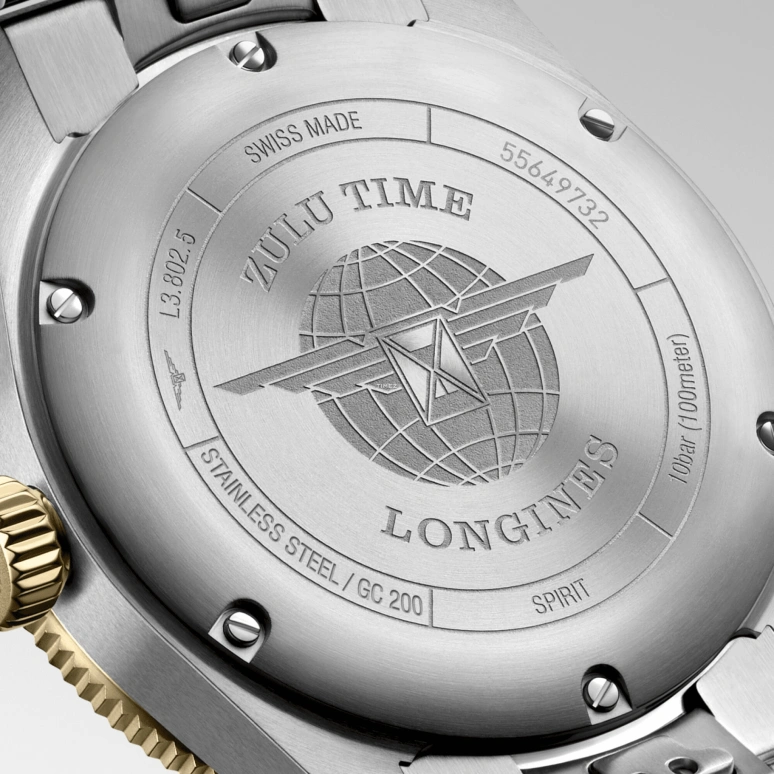 Longines,Spirit 39mm,39mm,Stainless Steel,Black,Automatic,Day,Dule Time,L3,L3.802.5.53.6