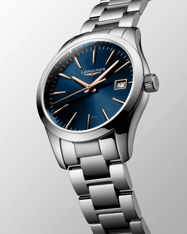 Longines,Conquest Classic 34mm,34mm,Stainless Steel,Blue,Quartz,Date,26280hours,L2,L2.386.4.92.6