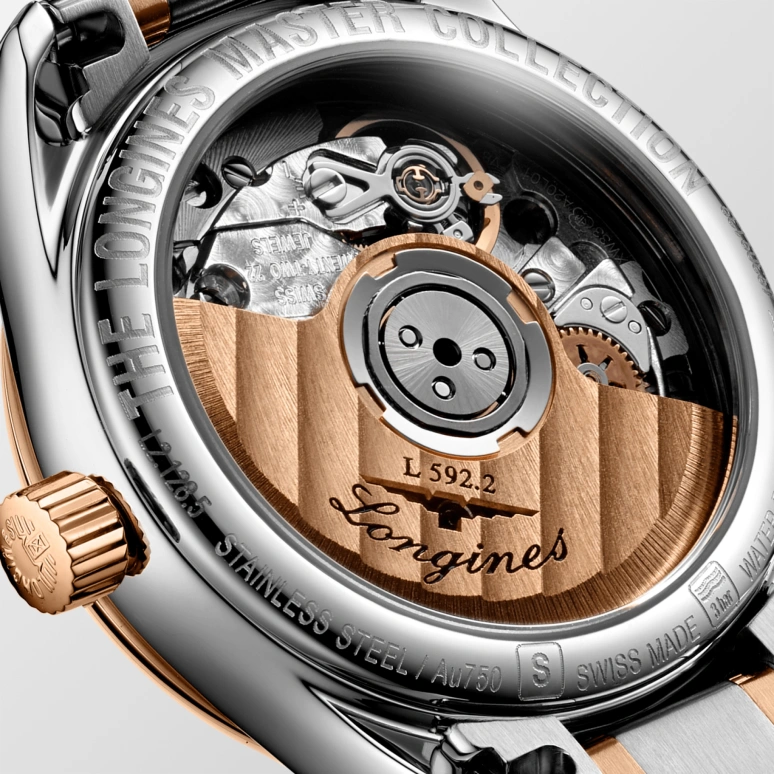 Longines,Master 25.50mm,25.50mm,Pink Gold,Stainless Steel,Pink,White,Automatic,Date,40hours,L2,L2.128.5.89.7