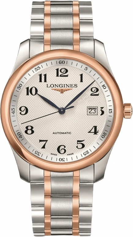 Longines,Master 40mm,40mm,Pink Gold,Stainless Steel,Silver,Automatic,Date,65hours,L2,L2.793.5.79.7