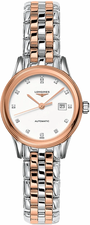 Longines,Flagship 30mm,30mm,Stainless Steel,White,Automatic,Date,40hours,L4,L4.374.3.99.7