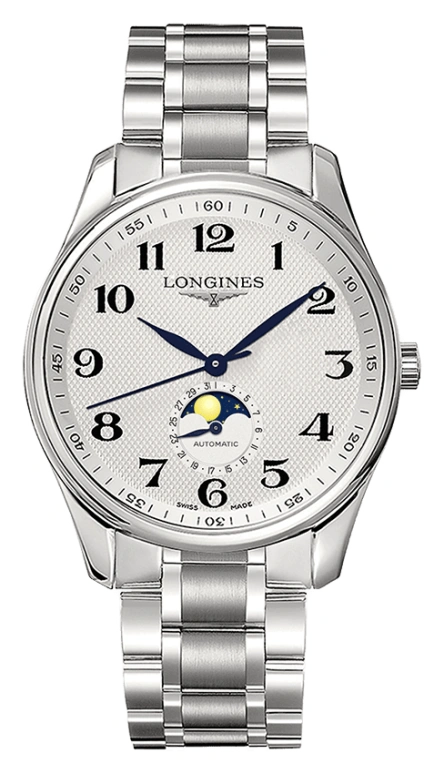 Longines,Master 42mm,42mm,Stainless Steel,Silver,Automatic,Moonphase,Date,L2,L2.919.4.78.6