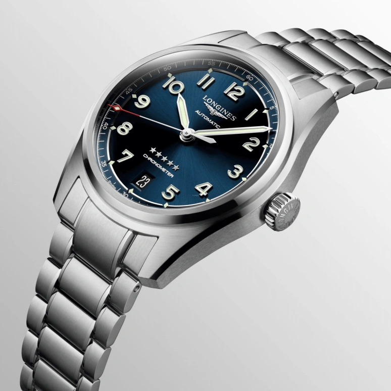 Longines,Spirit 37mm,37mm,Stainless Steel,Blue,Automatic,Date,64hours,L3,L3.410.4.93.6