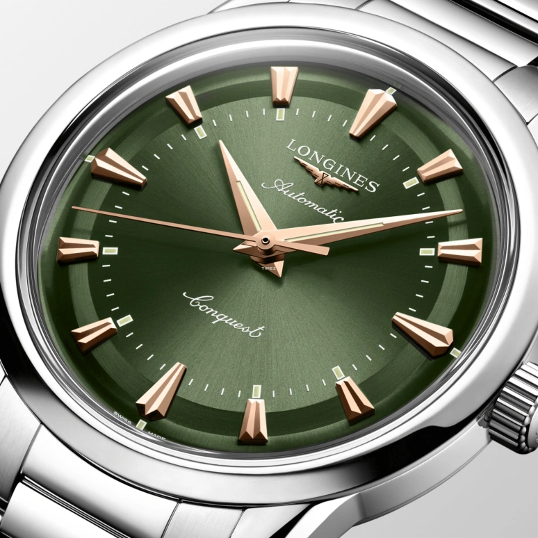 Longines,Conquest Heritage 38mm,38mm,Stainless Steel,Green,Automatic,Day,Anti-magnetic,L1,L1.649.4.02.6