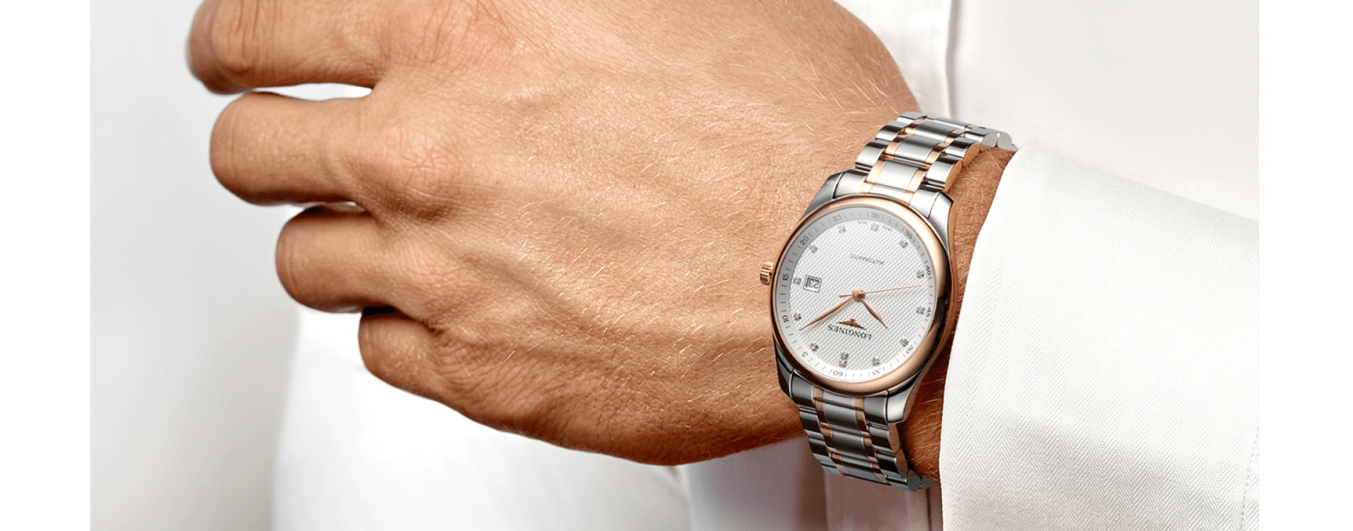 Longines,Master 40mm,40mm,Pink Gold,Stainless Steel,Silver,Automatic,Date,65hours,L2,L2.793.5.77.7