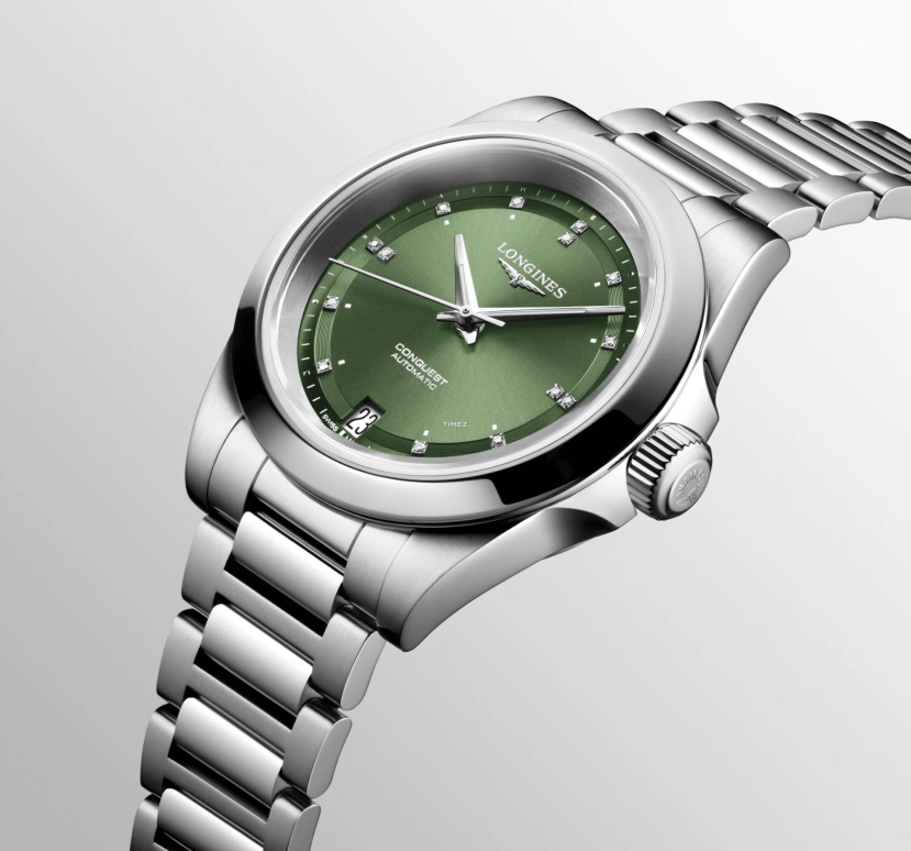 Longines,Conquest 34mm,34mm,Stainless Steel,Green,Automatic,Day,72hours,L3,L3.430.4.07.6