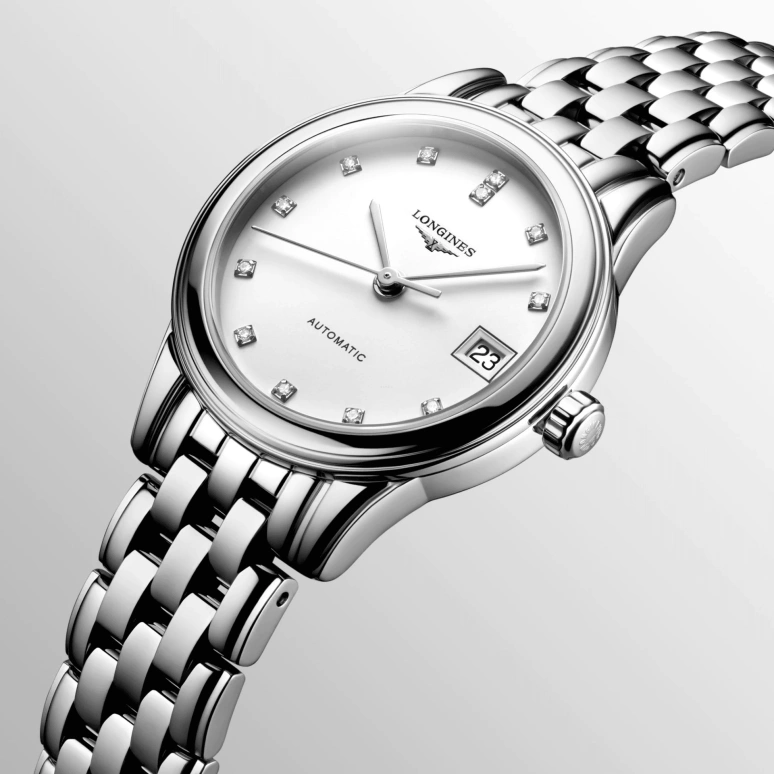 Longines,Flagship 26mm,26mm,Stainless Steel,White,Automatic,Date,40hours,L4,L4.274.4.27.6