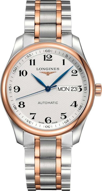 Longines,Master 38.50mm,38.50mm,Pink Gold,Stainless Steel,Silver,Automatic,Date,Day,L2,L2.755.5.79.7