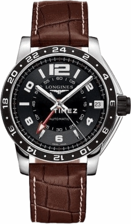 Longines,Admiral 42mm,42mm,Stainless Steel,Black,Automatic,Day,Dule Time,L3,L3.668.4.56.4