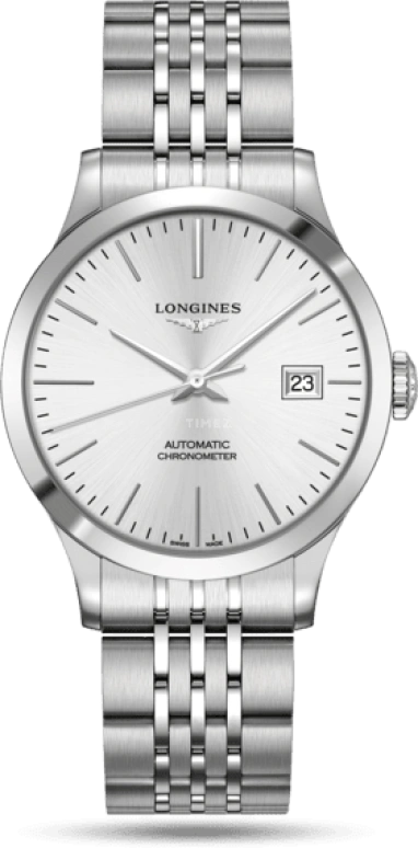 Longines,Record 38.50mm,38.50mm,Stainless Steel,Silver,Automatic,Date,40hours,L2,L2.820.4.72.6