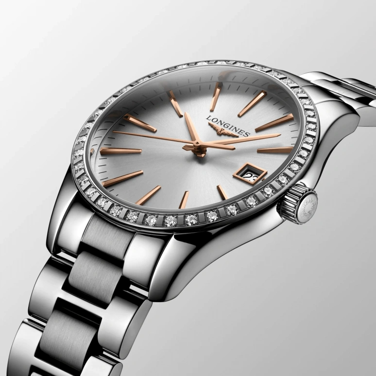 Longines,Conquest Classic 34mm,34mm,Stainless Steel,Silver,Quartz,Date,26280hours,L2,L2.386.0.72.6