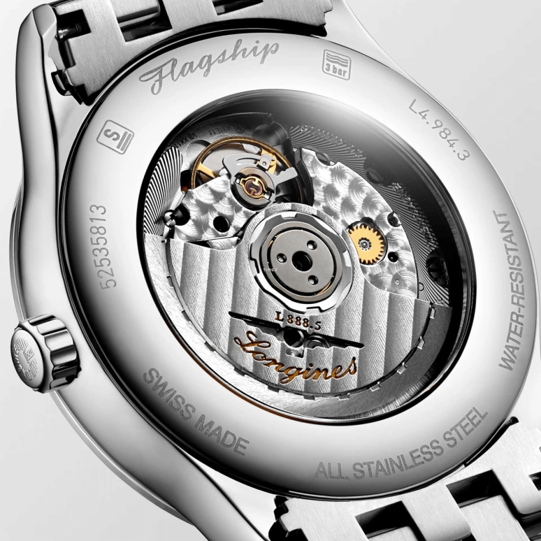 Longines,Flagship 40mm,40mm,Stainless Steel,Black,Automatic,Day,64hours,L4,L4.984.4.59.6