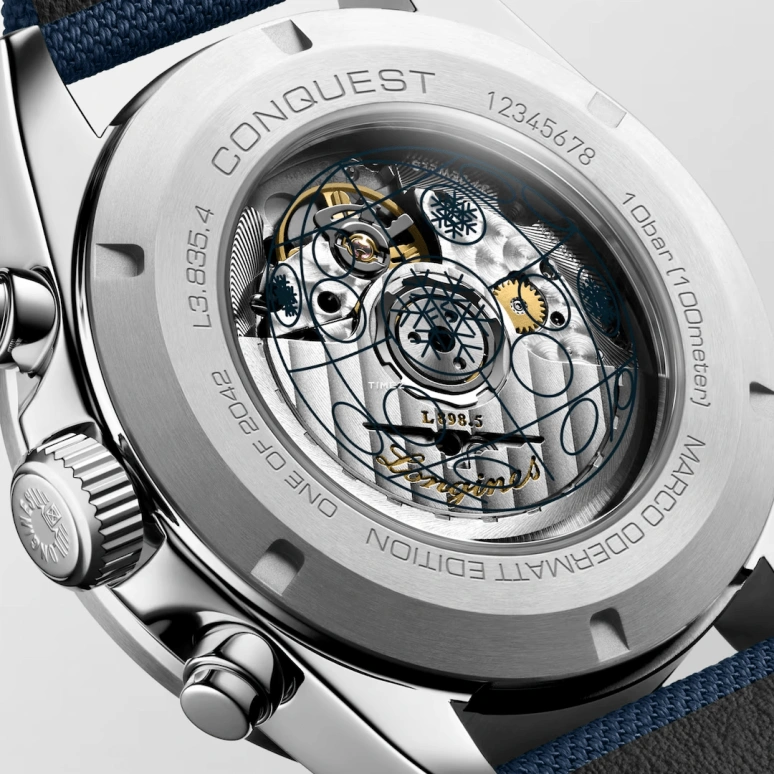 Longines,Conquest 42mm,42mm,Stainless Steel,Ceramic,Blue,Automatic,Chronograph,59hours,L3,L3.835.4.91.2