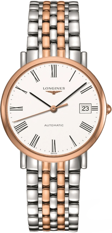 Longines,Elegant 37mm,37mm,Red Gold,Stainless Steel,White,Automatic,Date,65hours,L4,L4.810.5.11.7