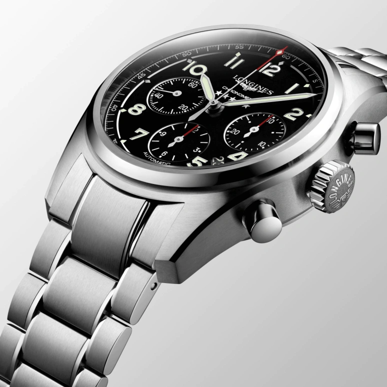 Longines,Spirit 42mm,42mm,Stainless Steel,Black,Automatic,Chronograph,Date,Column Wheel,L3,L3.820.4.53.6