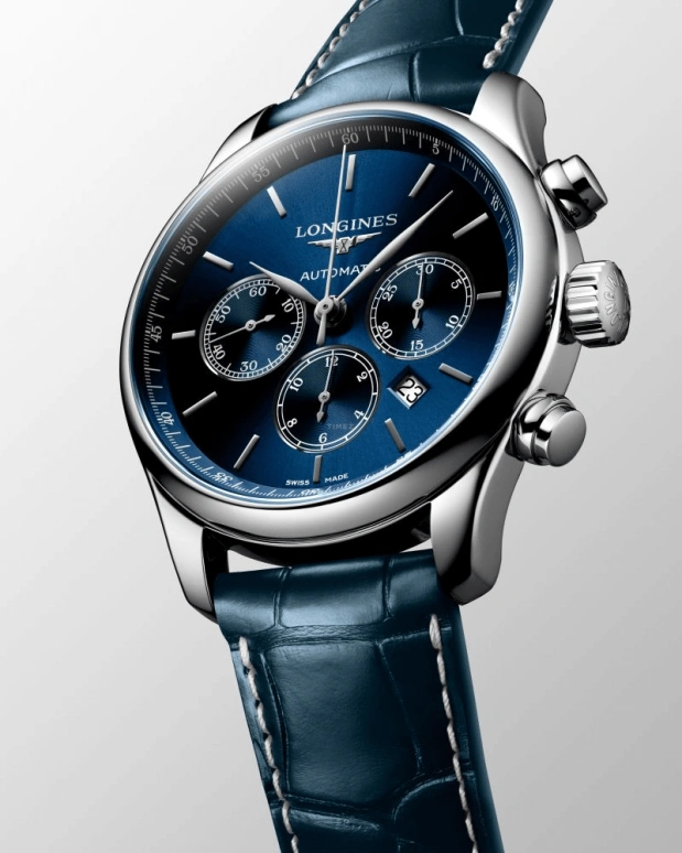 Longines,Master 44mm,44mm,Stainless Steel,Blue,Automatic,Chronograph,Day,Column Wheel,L2,L2.859.4.92.0