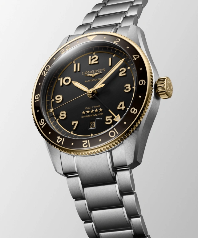 Longines,Spirit 42mm,42mm,Stainless Steel,Black,Automatic,Day,Dule Time,L3,L3.812.5.53.6