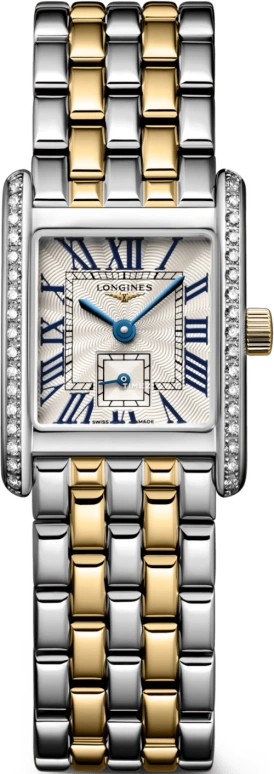 Longines,Mini DolceVita 21.50x29mm,21.50x29mm,Stainless Steel,Yellow Gold,Silver,Quartz,26280hours,In-house Caliber,L5,L5.200.5.78.7