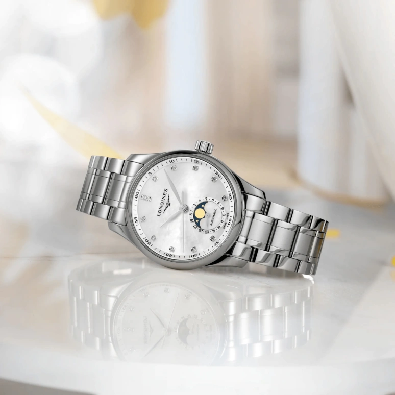 Longines,Master 34mm,34mm,Stainless Steel,White,Automatic,Moonphase,Date,L2,L2.409.4.87.6