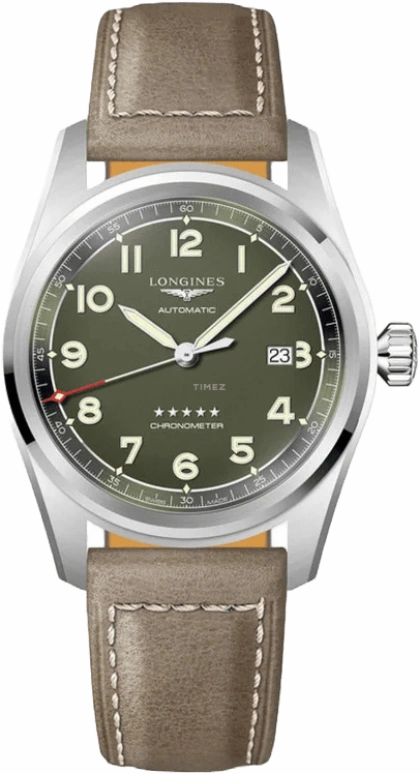 Longines,Spirit 42mm,42mm,Stainless Steel,Green,Automatic,Date,64hours,L3,L3.811.4.03.2
